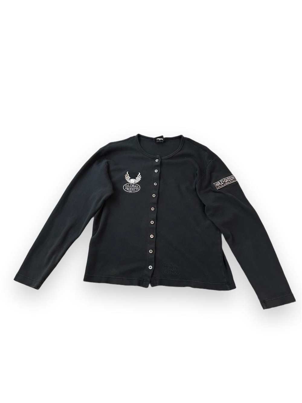 Women large vintage Harley Davidson shirt black button up